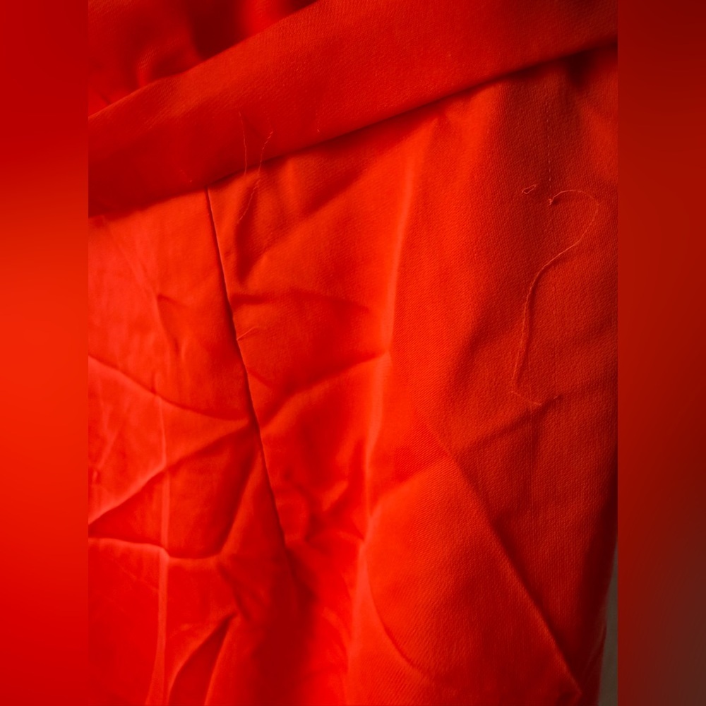 Rene Ruiz Bright Orange Red One-Shoulder Draped Evening Gown Flowing Cape Prom - Picture 8 of 8